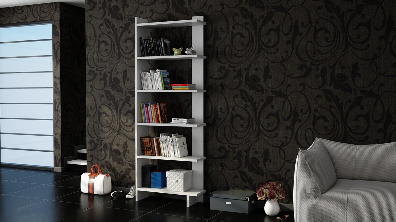 Biblioteca Order, Moblert, 47x22x170 cm, alb - imagine 5